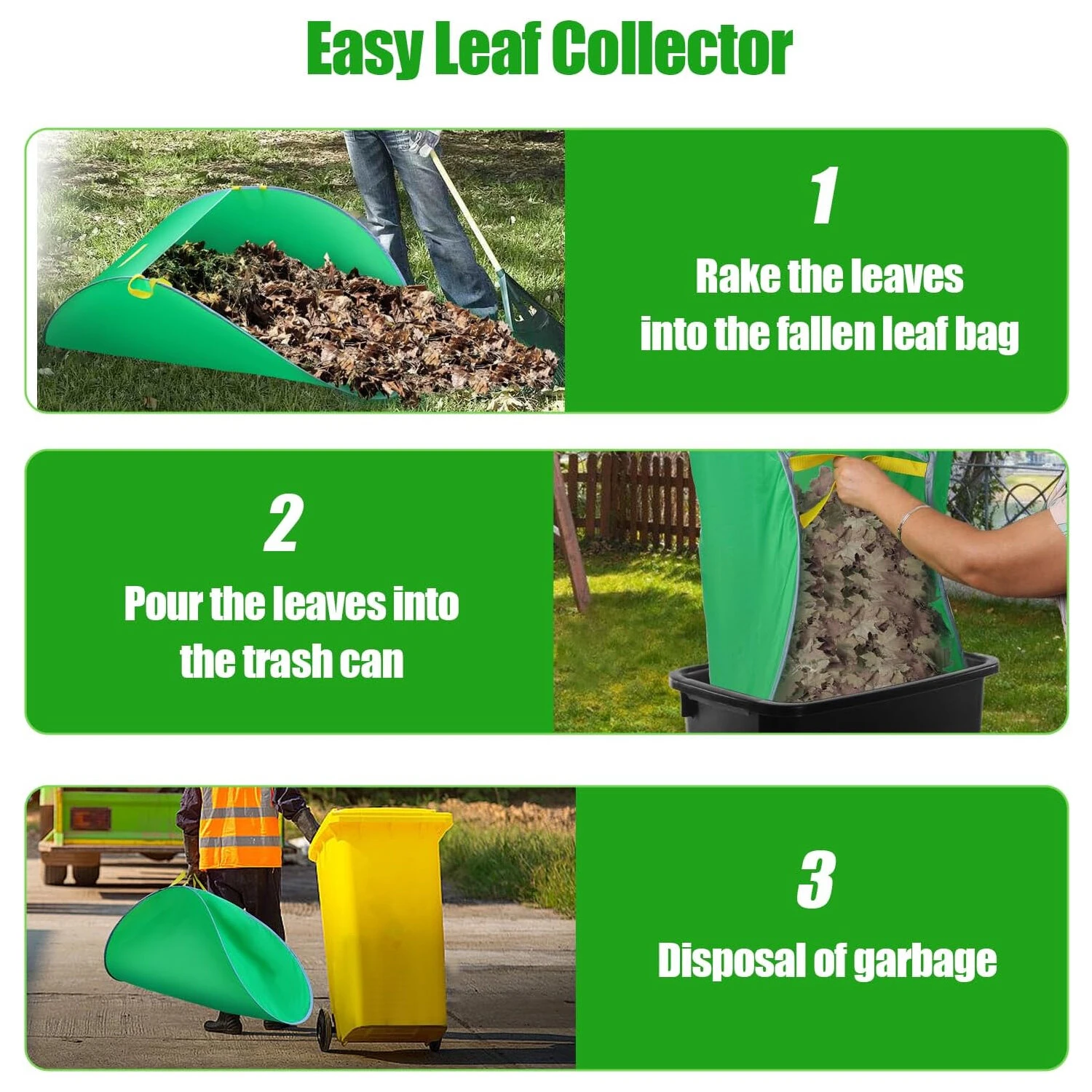 Portable Collapsible Leaf Bag - 42 Gallon Large Capacity Yard Waste | Multi-Handle - Image 5