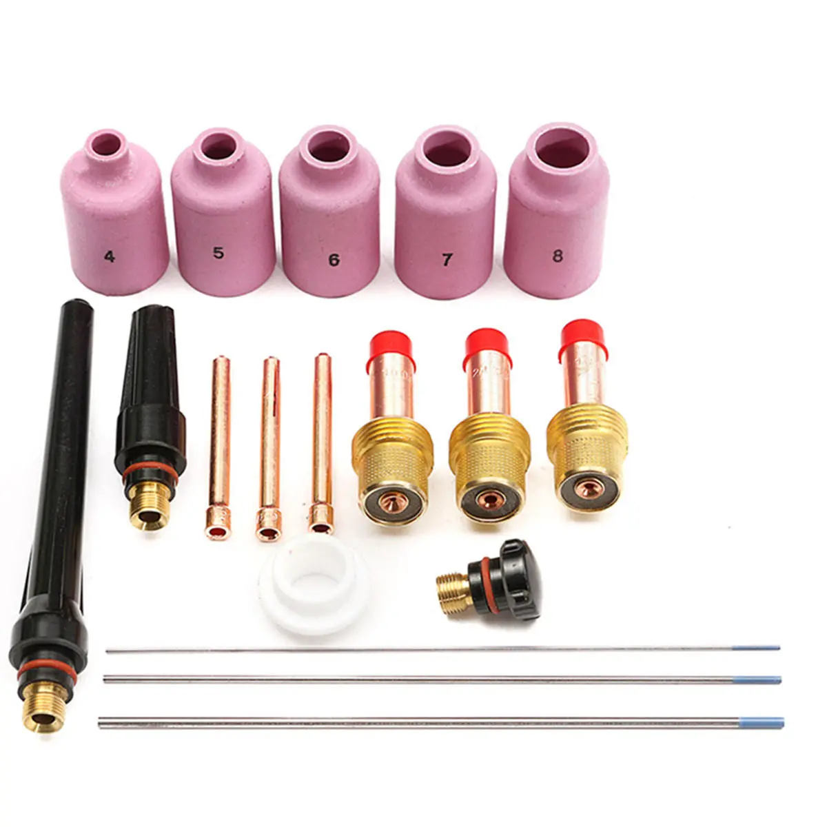 18Pcs TIG Welding Torch Gas Lens Kits for WP-17 WP-18 WP-26 | Lanthanated Tungsten - Image 2