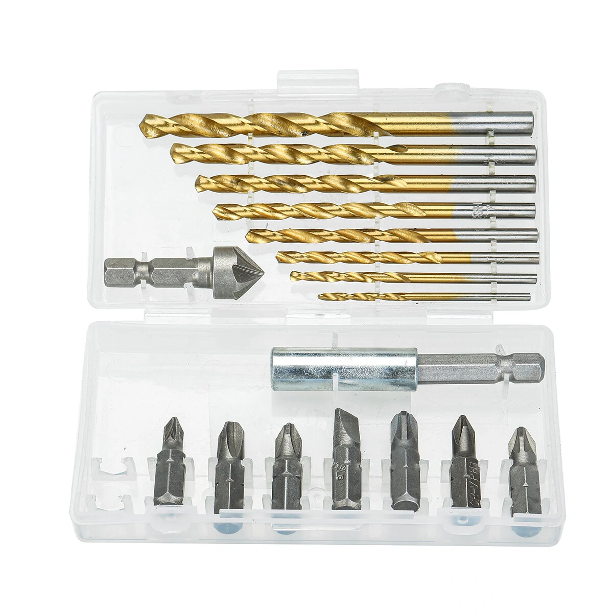 18PCS HSS Drill Bit Set - Phillips Pozidriv Slotted & Twist Drill Bits | 60mm Extension Rod & Storage Box - Image 3