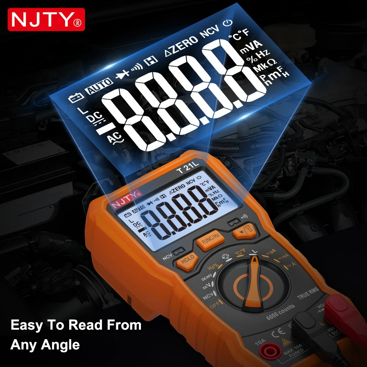 NJTY T21D T21L True RMS Multimeter - 6000 Counts Auto-Ranging | AC/DC Voltage Current - Image 5