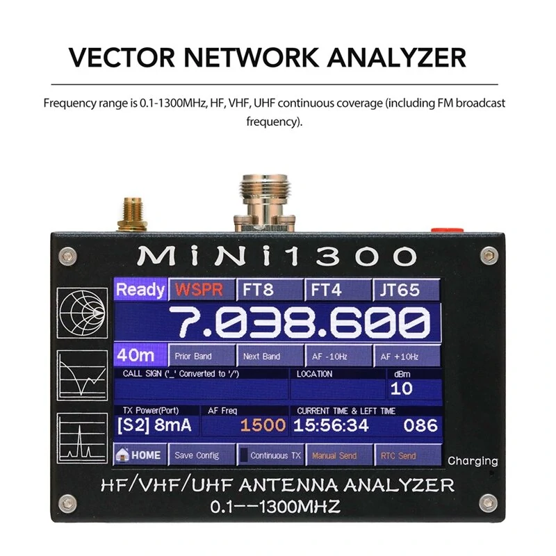 Mini1300 Antenna Analyzer | 0.1-1300MHz HF/VHF/UHF SWR Tester | 4.3 LCD with TF Card - Image 2