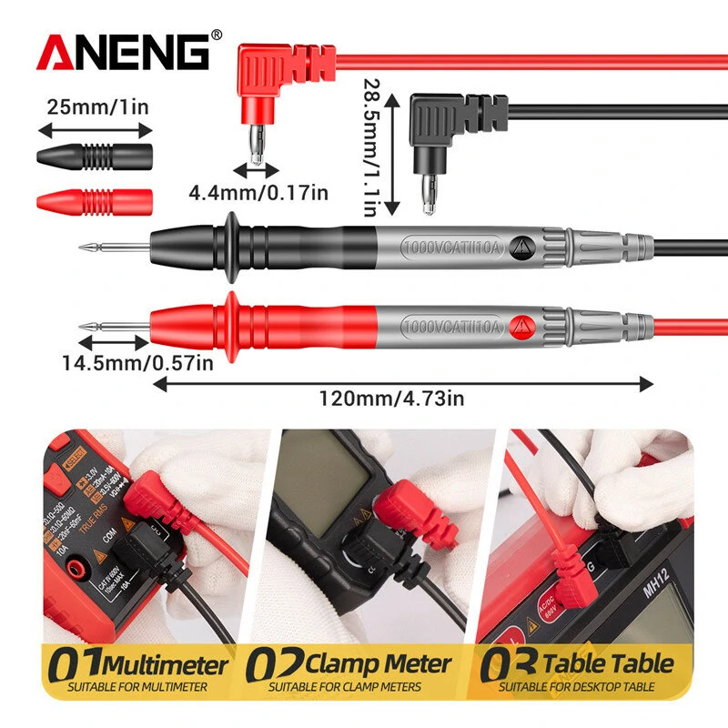 ANENG PT1035 Digital Multimeter | 10A 1000V Test Lead with Replaceable Probe - Image 5