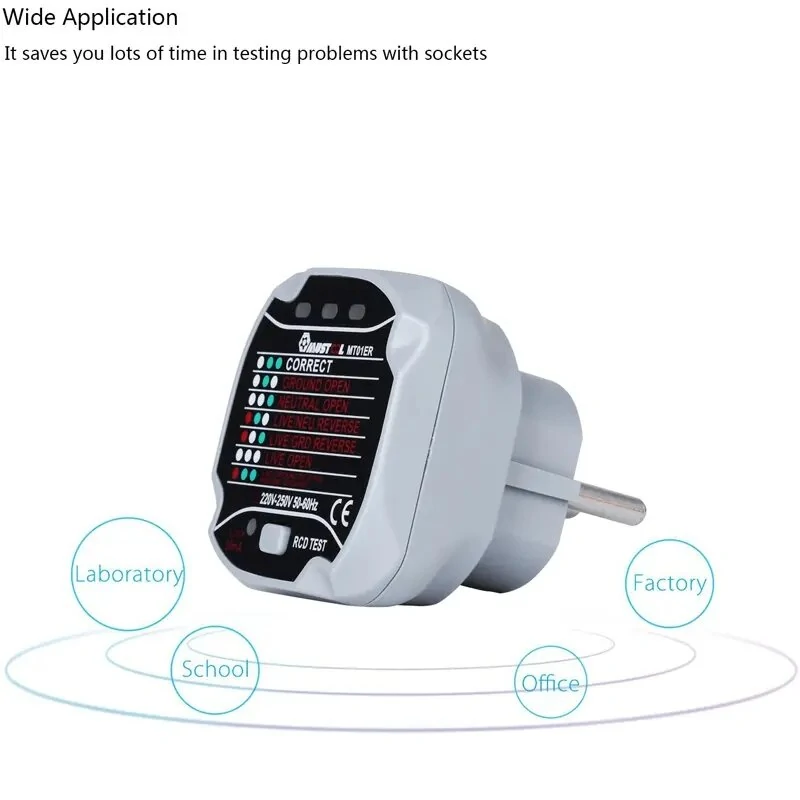 MUSTOOL MT01US Socket Tester - Leakage & Live/Neutral/Ground Wire Tester | US Plug - Image 2