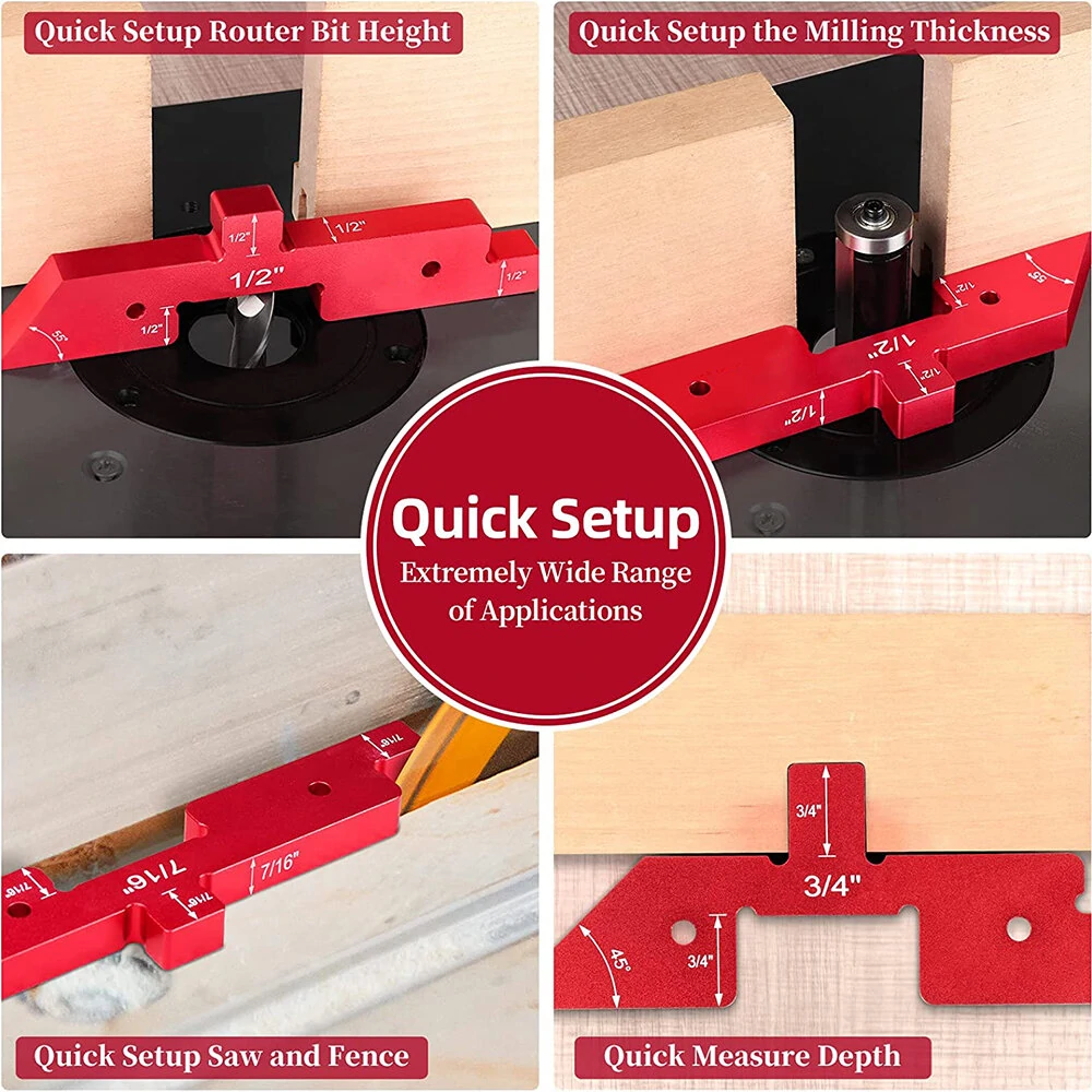 Woodworking Setup Blocks - 14pcs Adjustable Height Gauge for Router & Table Saw - Image 3