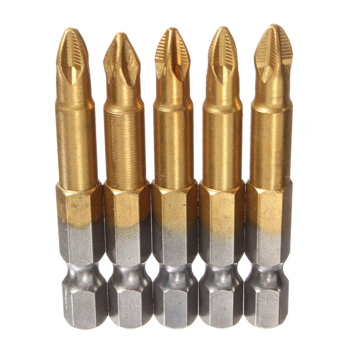 Titanium Coated PH2 Screwdriver Bit Set - 10pcs 50mm 1/4 Inch Hex Magnetic - Image 3