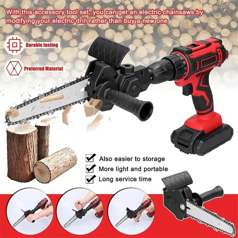 Portable Woodworking Chainsaw Adapter for Electric Drill | 4 Inch Cutting Kit - Image 3