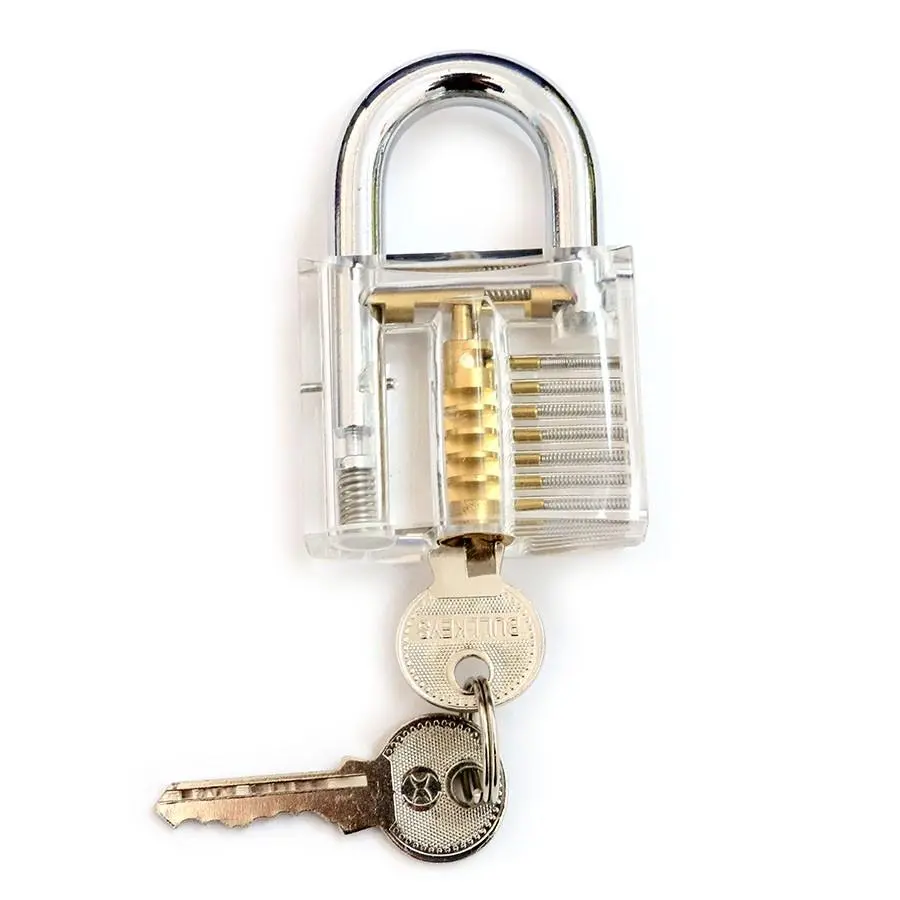 Practice Padlock with Lock Pick Set - 6 Tools & Key Extractor | Transparent - Image 2