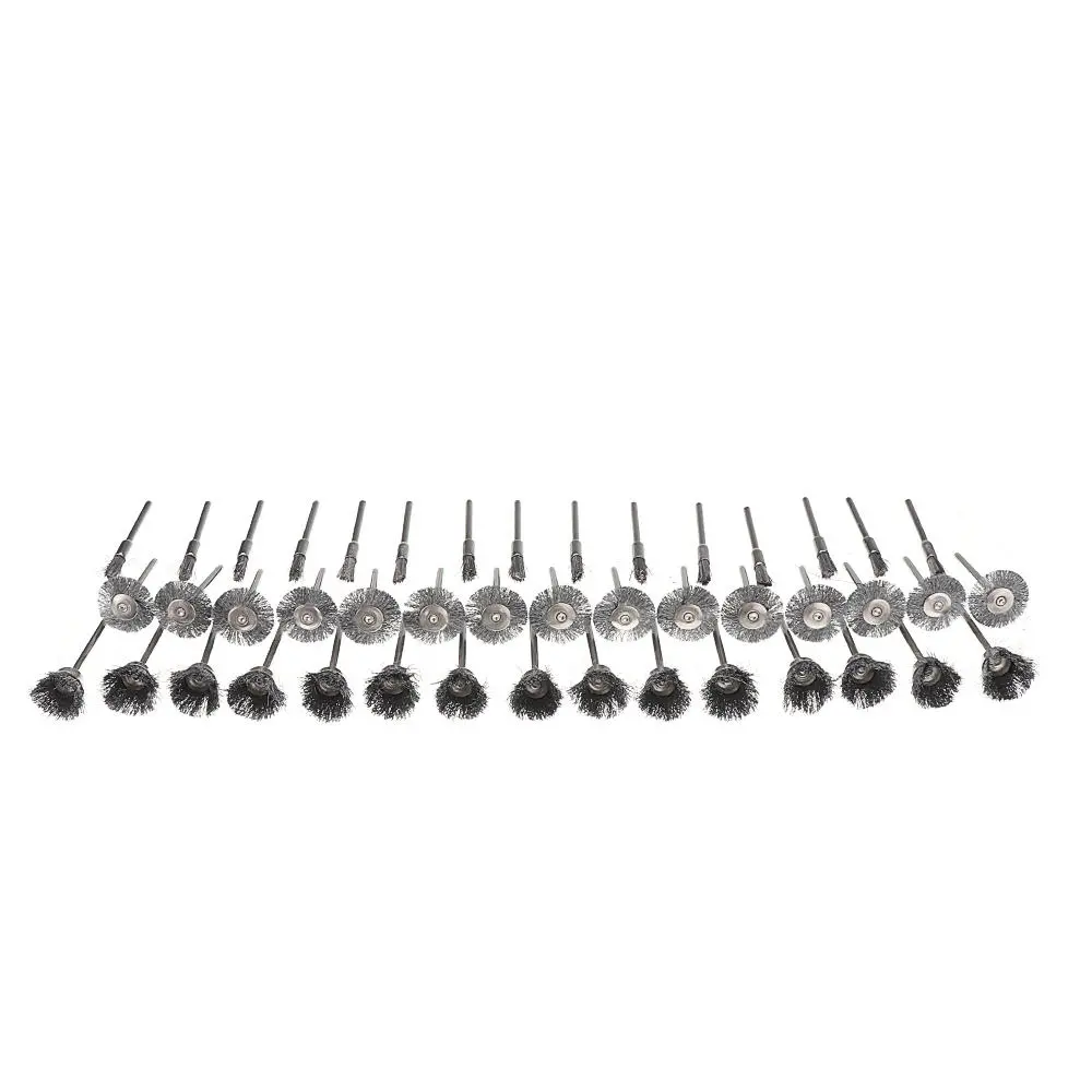 Effetool 45pcs 3mm Shank Stainless Steel Wire Brush Wheel - Rotary Tool Polishing Kit - Image 2