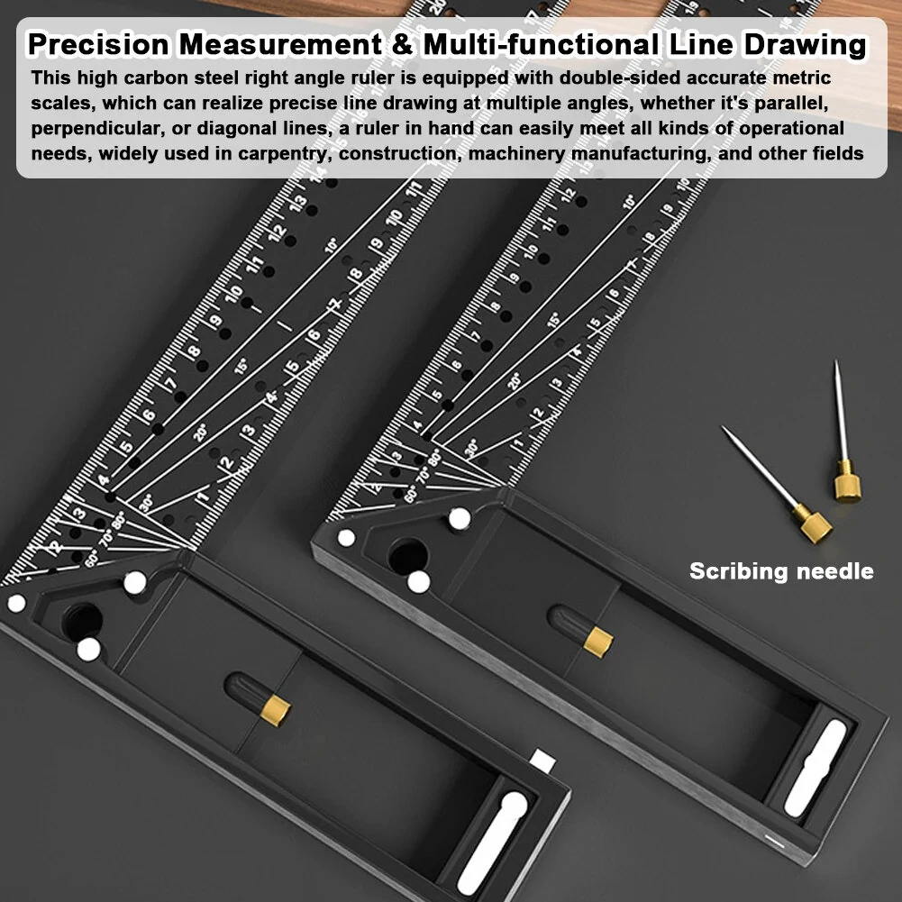 High Carbon Steel Right Angle Ruler - 300mm/400mm for Woodworking & Construction - Image 5