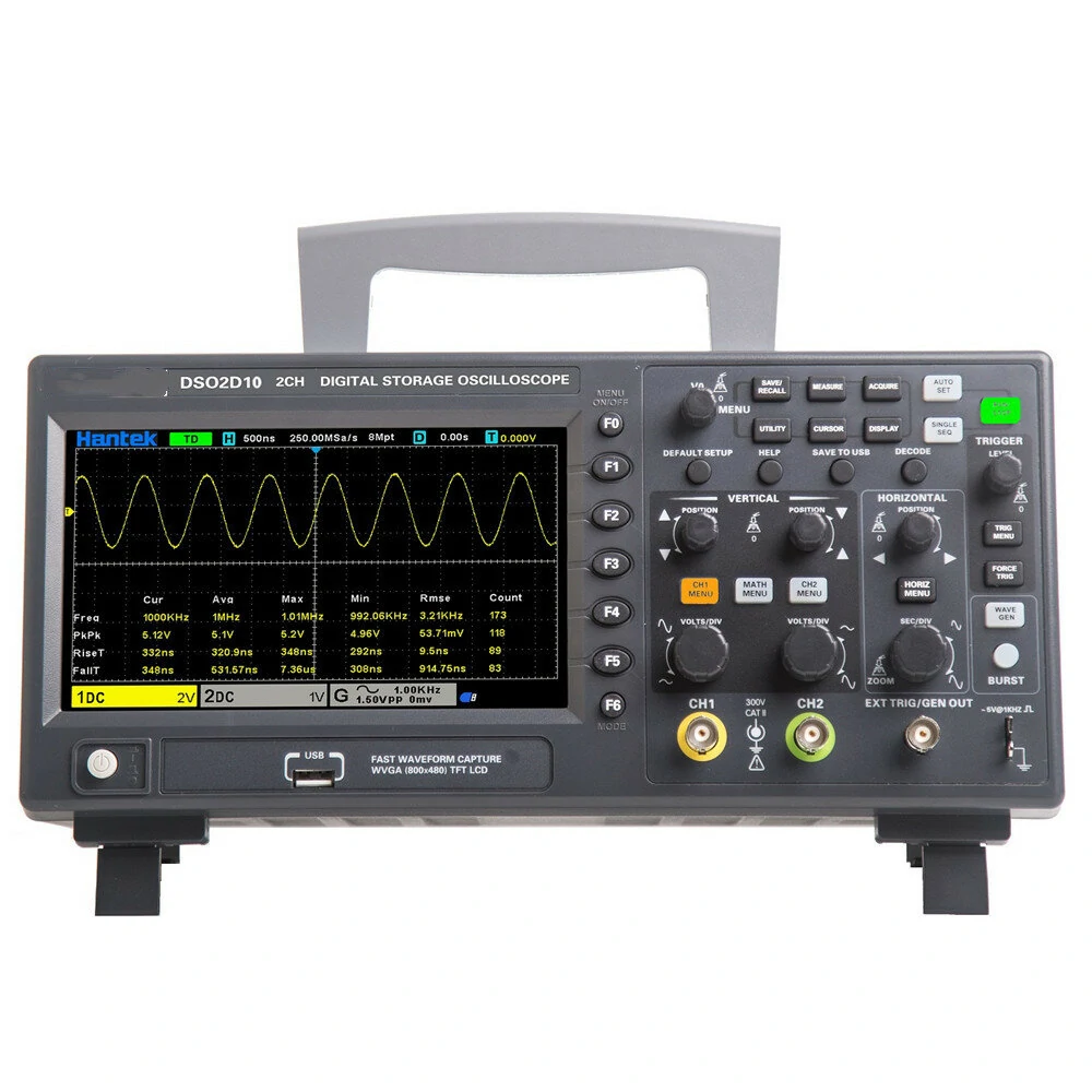 Hantek DSO2D10 Oscilloscope - 100MHz 2CH+1CH | 1GS/s Sampling & AWG Signal Source - Image 3
