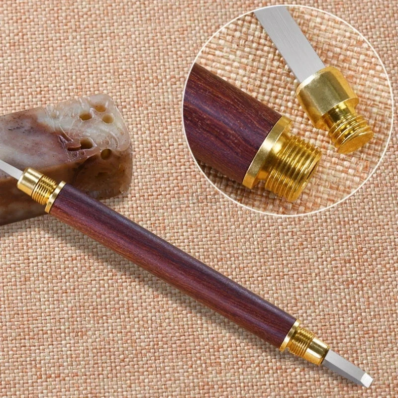 Carbide Engraving Chisel Set with Split Stamp Knife - Woodworking Stone Knife for Seal & Letters | Portable Bag - Image 5