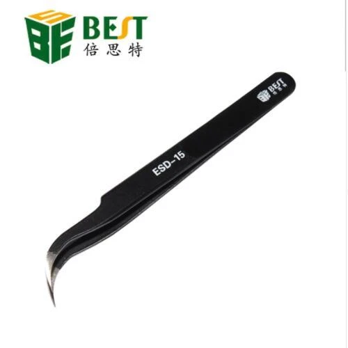 BEST BST-ESD-15 Curved Tweezer - Stainless Steel - High Quality Precision - Image 5