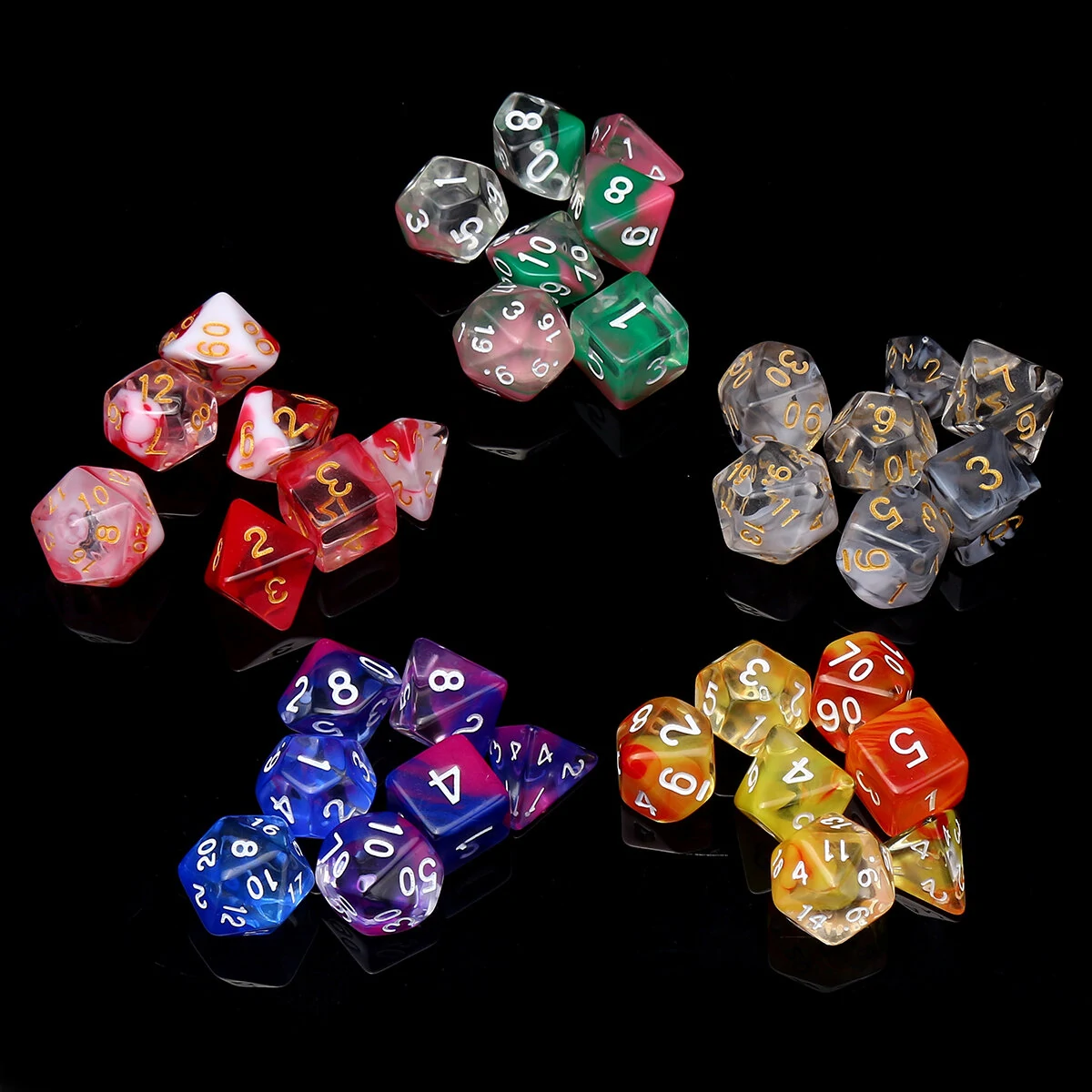 7Pcs Glitter Polyhedral Dice Set - Clear Resin D&D RPG Tabletop Game Gift - Image 4