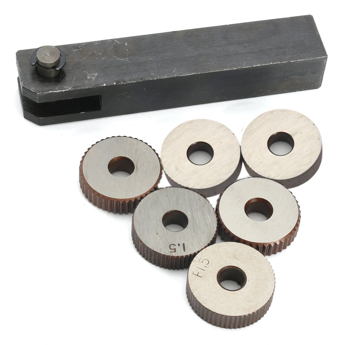 7pcs Knurling Tool Set - 0.5/1.5/2mm Pitch Single Straight Wheel | Drill Attachment - Image 2