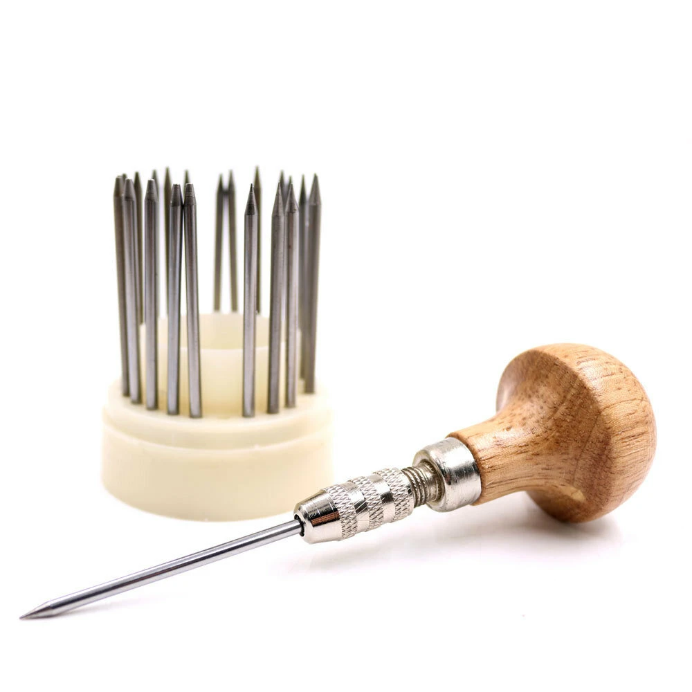 Diamond Bead Tool Set - 23-Piece Stone Inlay Kit With Wooden Handle | Jewelry Making - Image 4