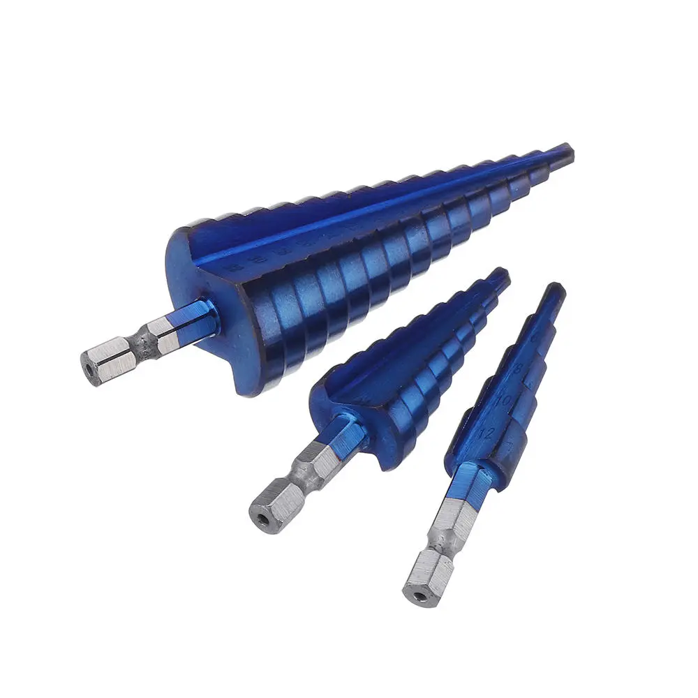 Upgrade 3Pcs Blue Nano Step Drill Bit Set | 1/4 Hex Shank | 4-12mm & 4-32mm - Image 3