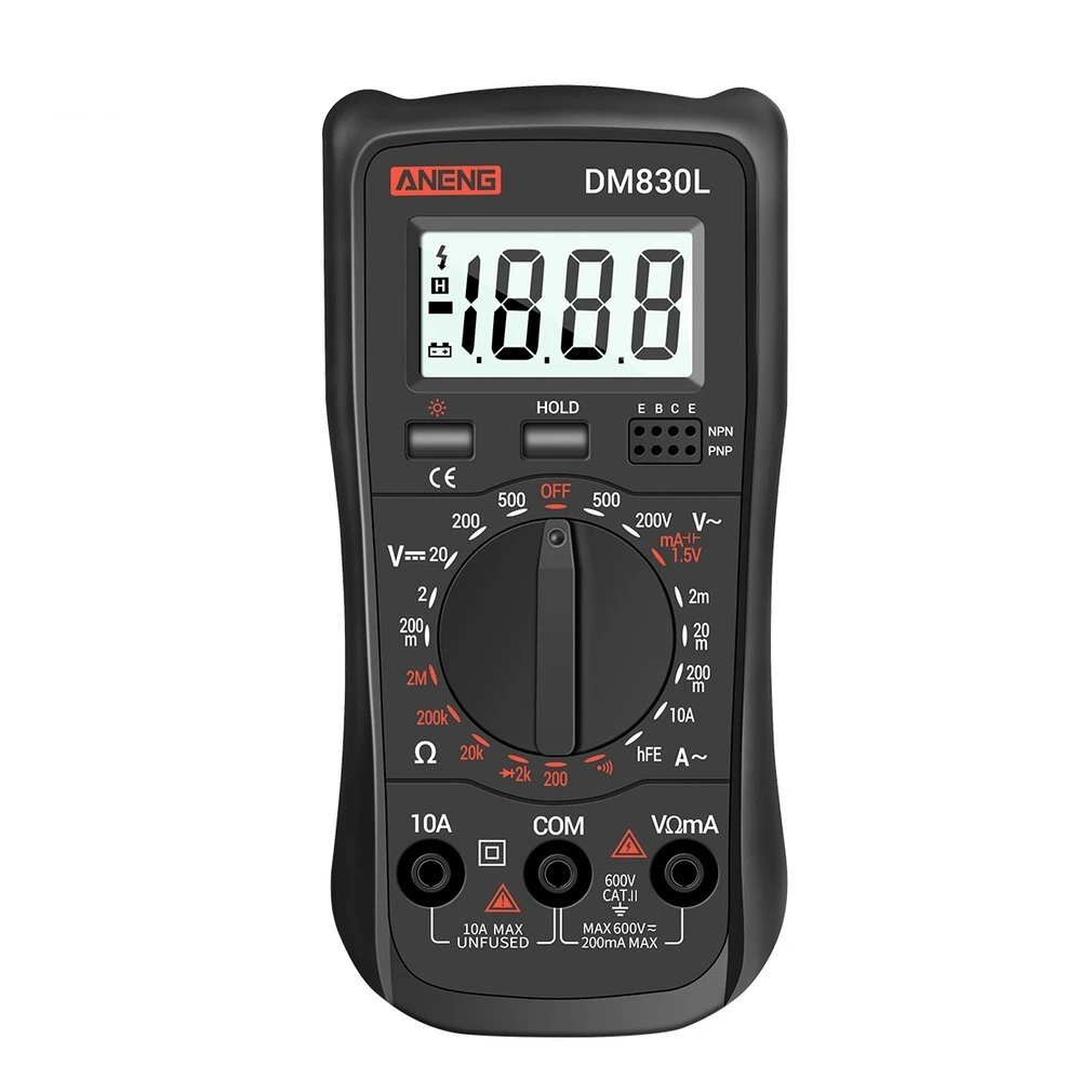 ANENG DM830L Digital Multimeter - 1999 Count LCD Backlight | Capacitance Transistor Tester - Image 2