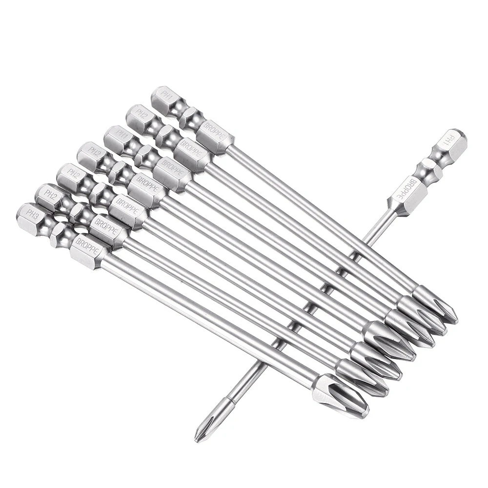 BROPPE 10Pcs Phillips Screwdriver Bits - 100mm Length | S2 High Torque & Magnetic - Image 3