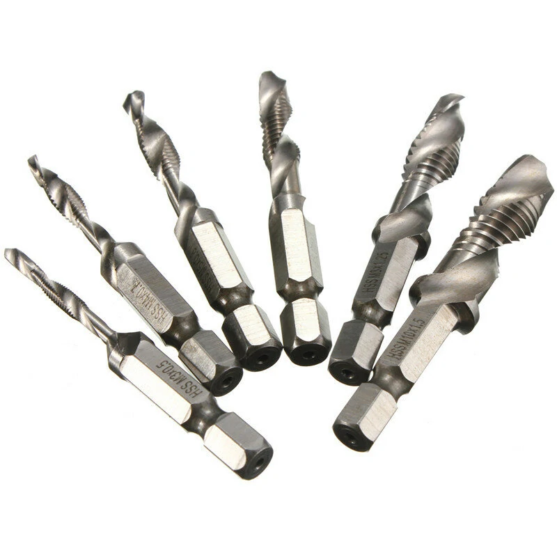 HSS Spiral Flute Countersink Drill Bit Set | 6pc M3-M10 Screw Tap Set - Image 5