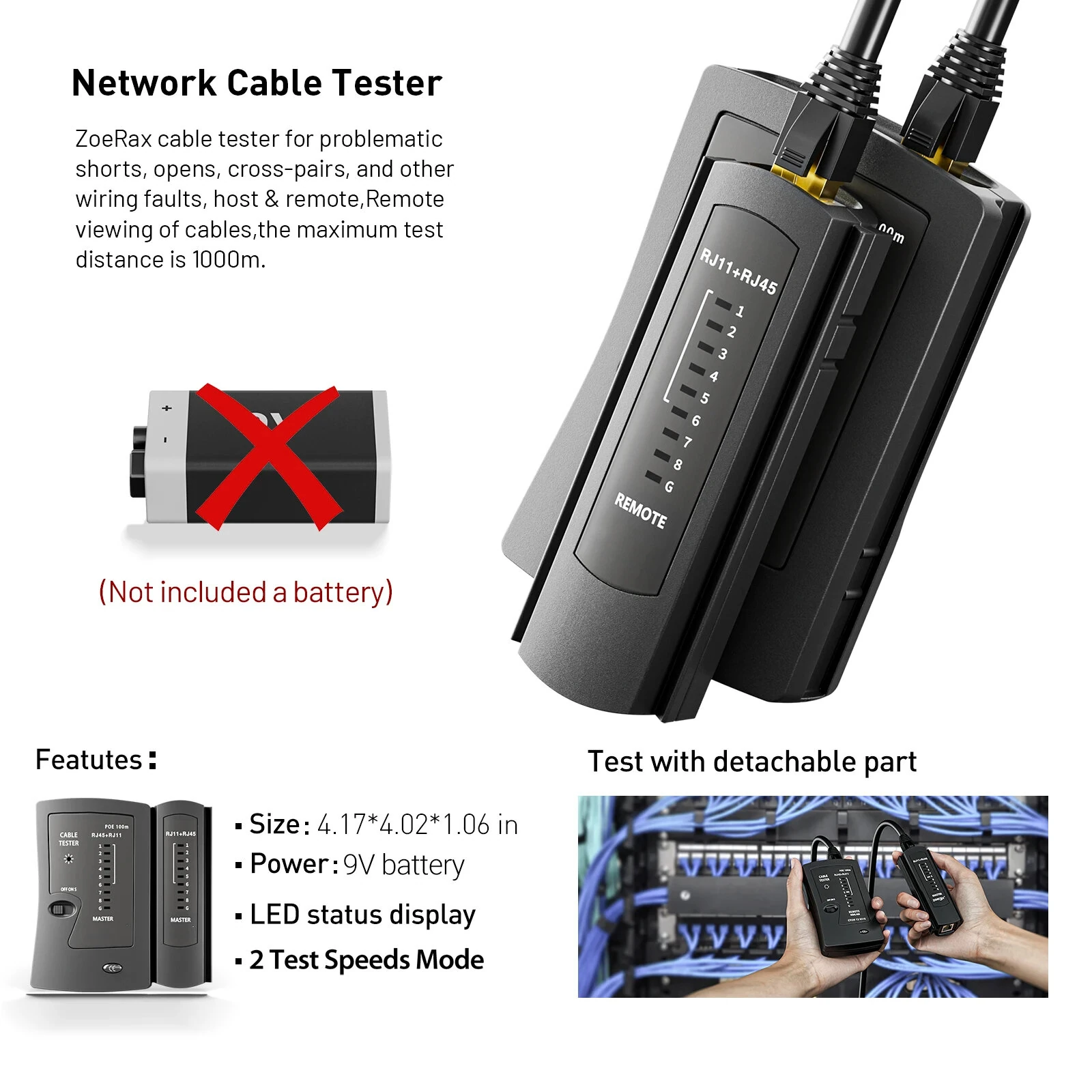 RJ45 Crimp Tool Kit - Cat6 Cat5e Network Cable Tester | Pass Through Connectors & Wire Cutter - Image 3