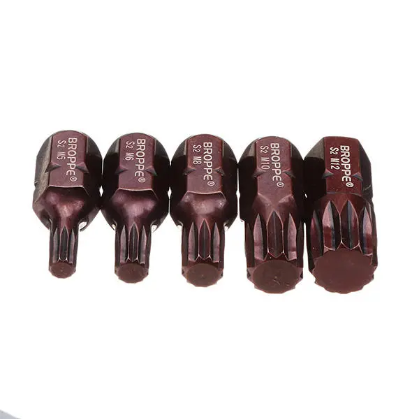 Broppe 5pcs M5-M12 30mm Star Screwdriver Bit | 10mm Hex Shank for Impact Driver - Image 3