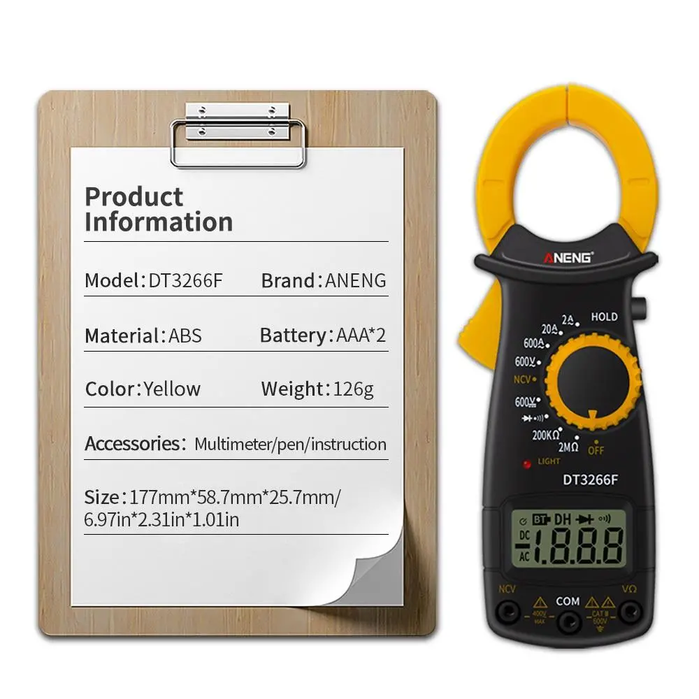 ANENG DT3266F Mini Digital Clamp Meter - AC/DC Voltage & Current Tester - Image 5