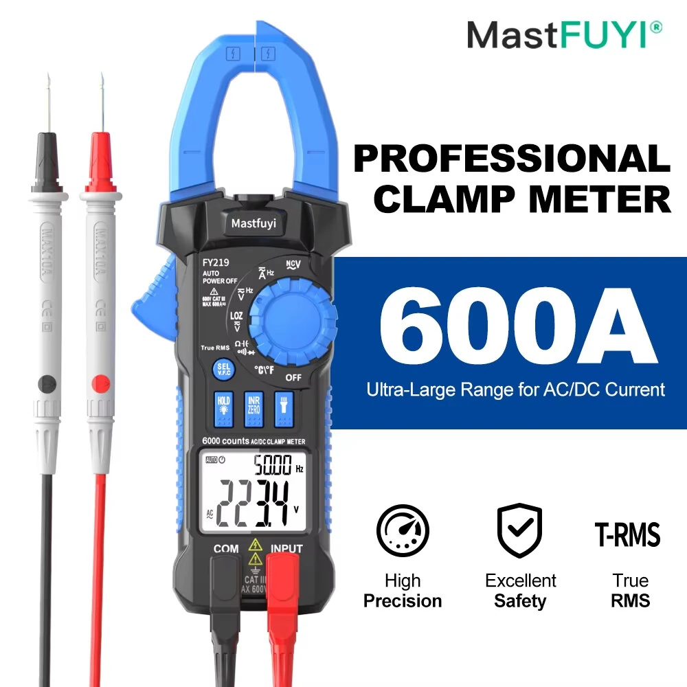 FUYI FY219 Digital Clamp Meter - 600A AC DC True RMS Multimeter | Auto Range - Image 2
