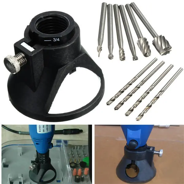 Drillpro Carving Locator 4pcs 3mm Twist Drills 6pcs Wood Milling Burrs Rotary Tool - Image 2