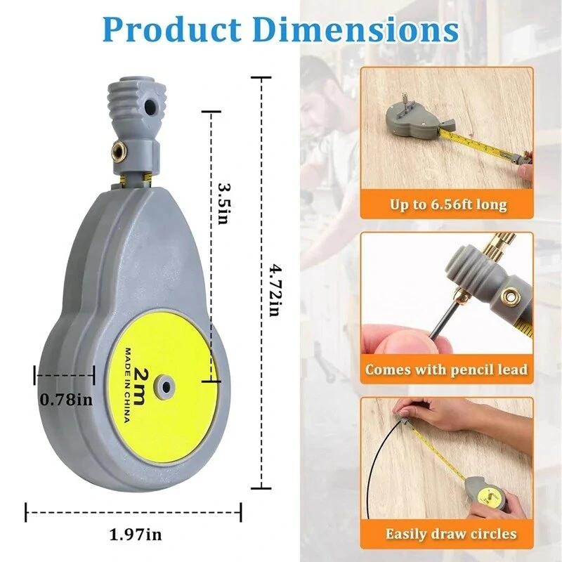 Rotape 2m Tape Measure Compass | 6.56ft Beam Compass with 10 Pencil Leads - Image 4