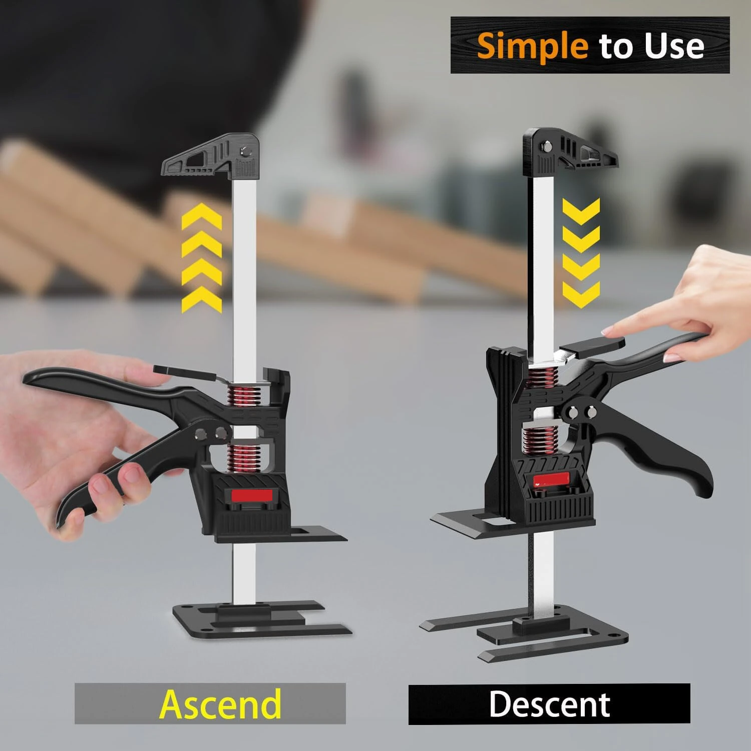 Multi Function Lifting Tool - 2pcs 13 Inch Arm Jack | 440 lbs Capacity Alloy Steel | Door Window Drywall Cabinet Lifts - Image 3