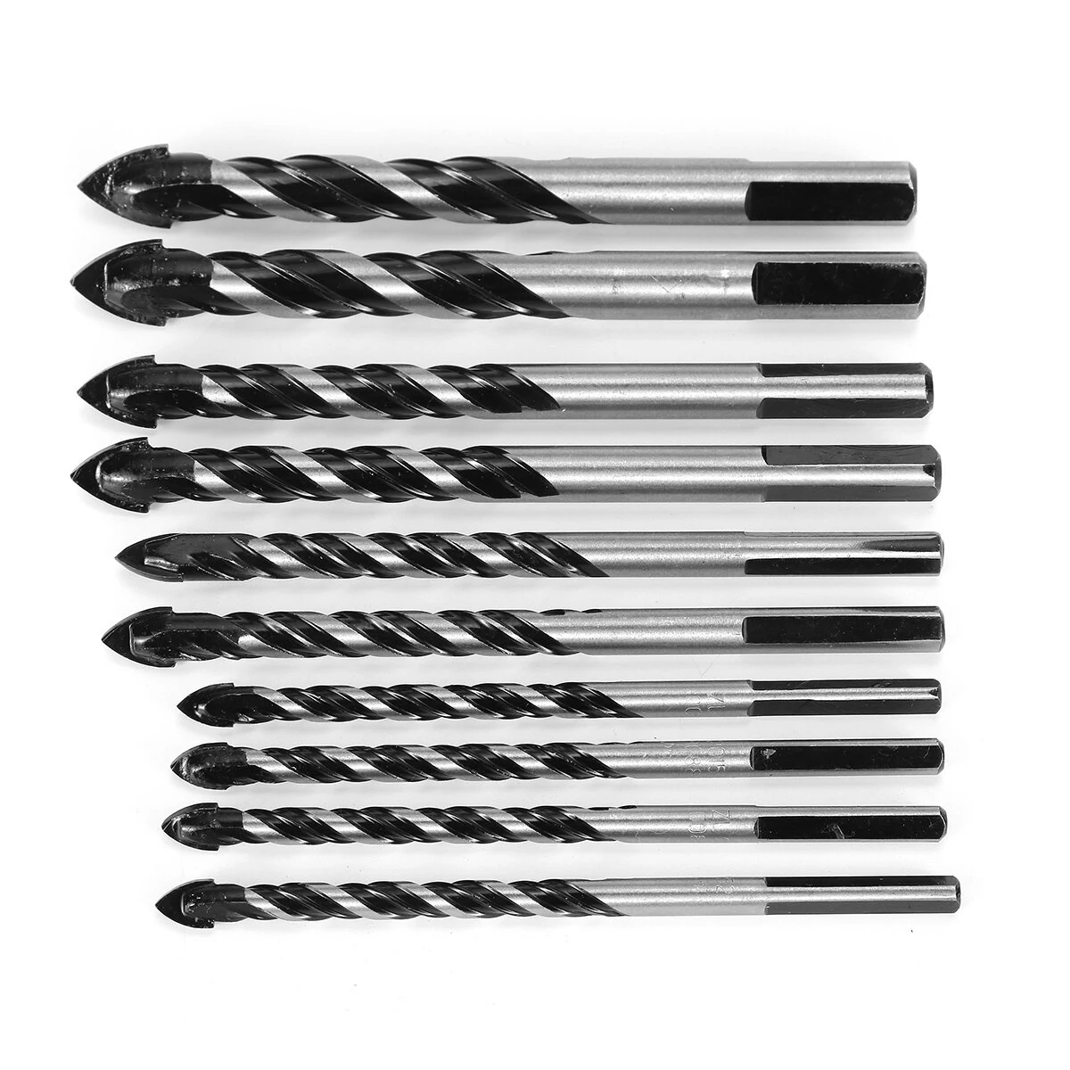 Tungsten Carbide Drill Bit Set - 10Pcs for Tile, Concrete, Glass & Wood - Image 3