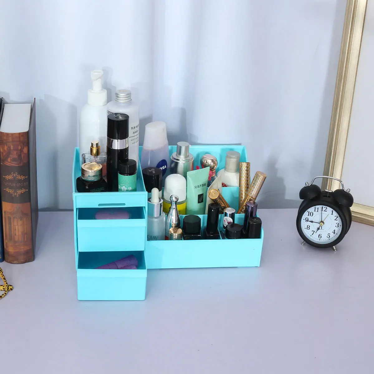 Desktop Cosmetics Storage Shelf | Plastic Drawer Organizer Box for Home - Image 4