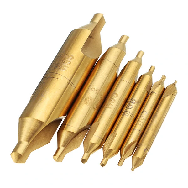 Drillpro 6pcs HSS Titanium Center Drill Bits Set | 60 Degree 1-5mm - Image 3