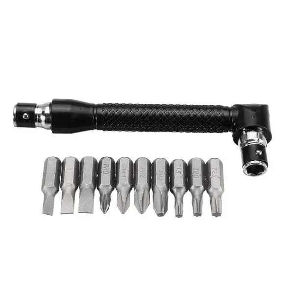 L Shaped Screwdriver Wrench - 1/4 Inch Hex with 10-Piece Bit Set - Image 5