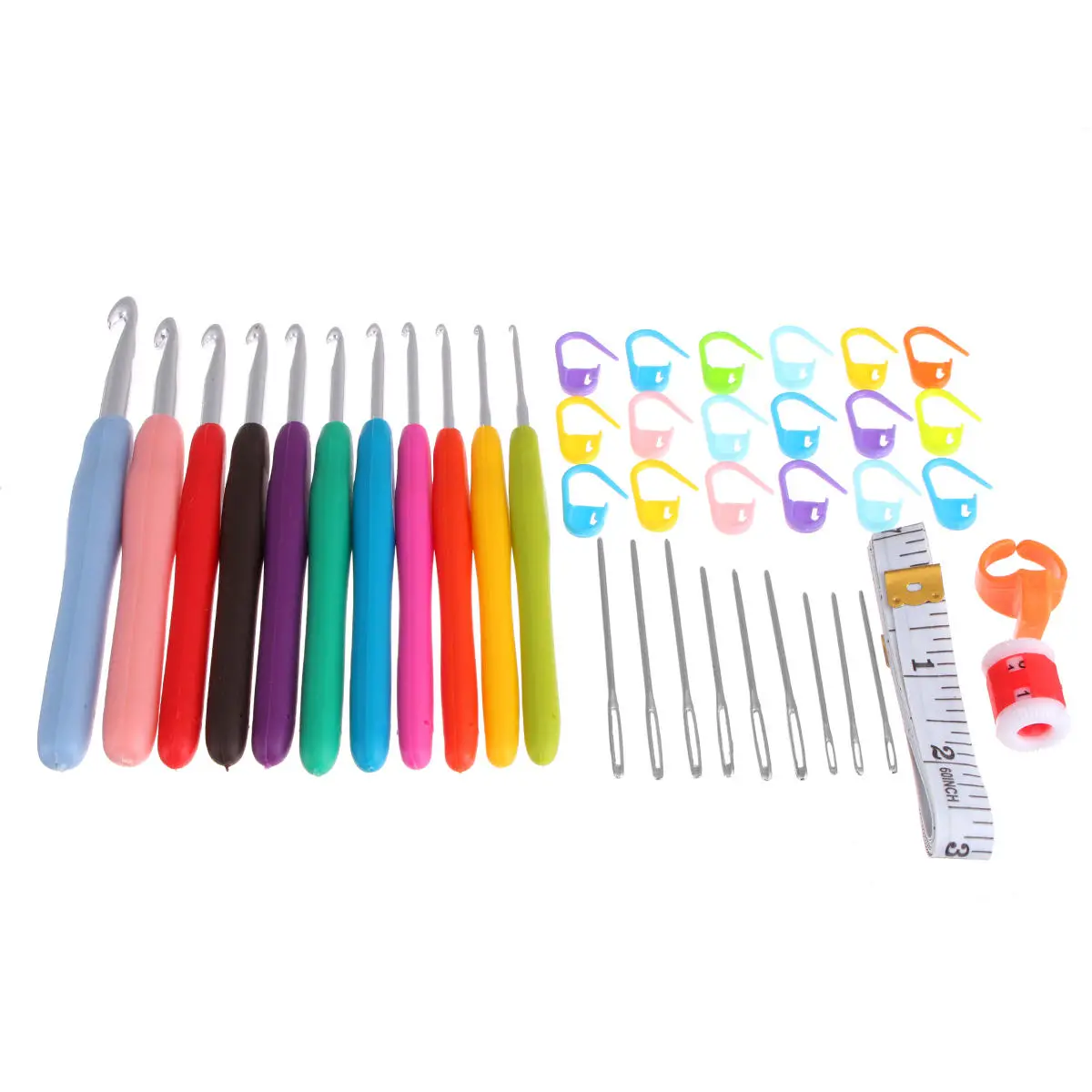 Clover Amour Ergonomic Crochet Hooks Set - 2Pcs with Locking Stitch Markers - Image 2