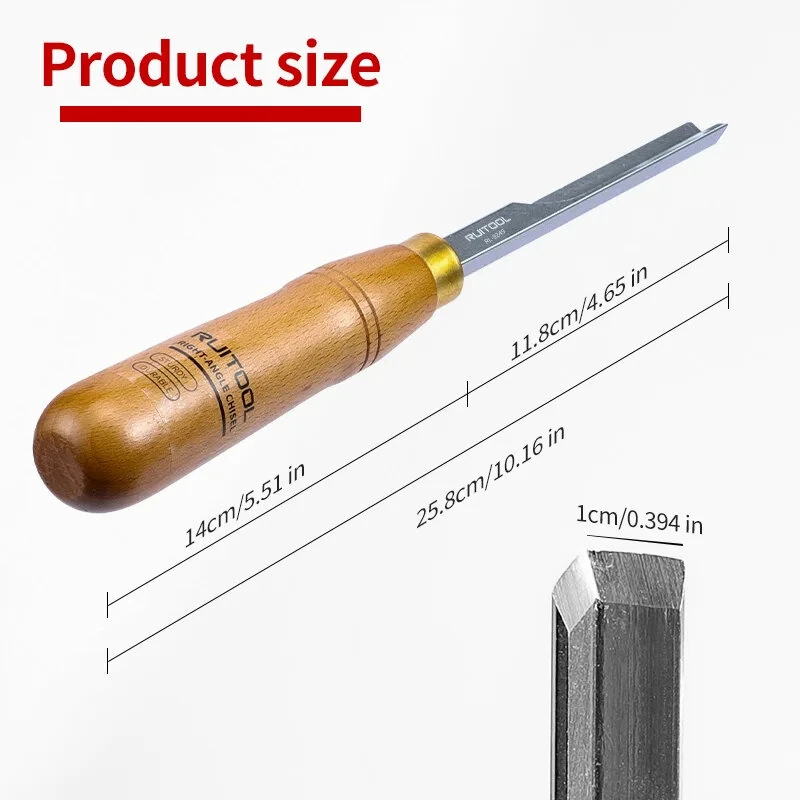 10 Inch Corner Chisel - 40Cr Alloy Steel Blade & Beech Handle | Mortise Tool - Image 3