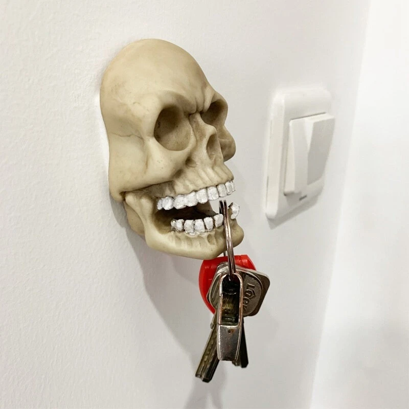 Skull Head Wall Mounted Hook - Resin Skeleton Key Holder for EDC Storage - Image 4