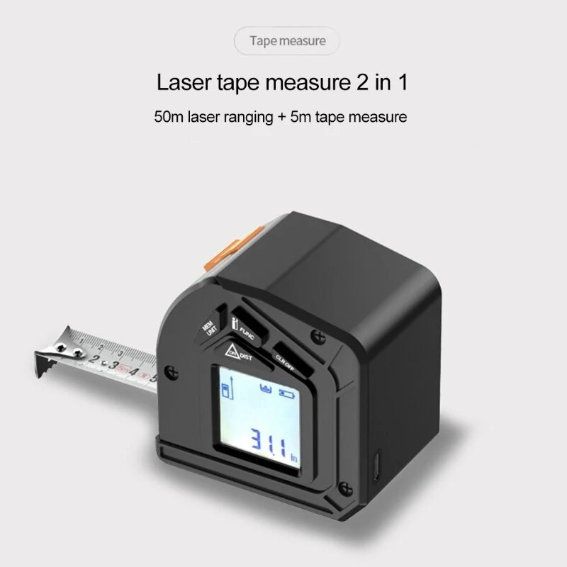 Digital Laser Measuring Tape 50M - 2-in-1 Rangefinder & Retractable Ruler - Image 4
