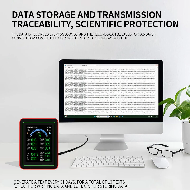 ZN-MT32 Air Quality Monitor - 18-in-1 Detector for Formaldehyde CO2 PM2.5 | TFT Screen - Image 5