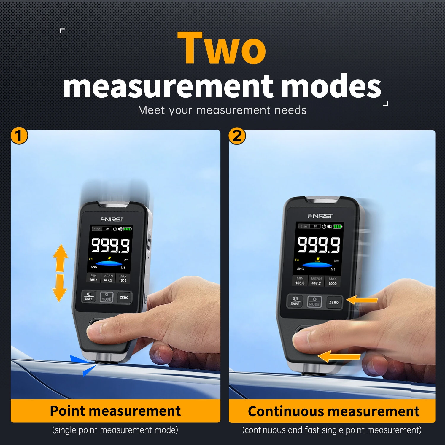 FNIRSI CTG-20 Car Paint Thickness Gauge | 0-1400um for Metal & Putty | Fe nFe Fe+Zn Modes - Image 4