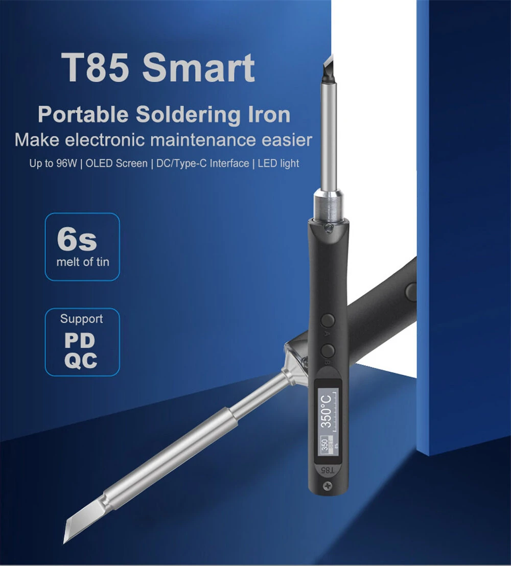 T85 Smart Soldering Iron - 96W Fast Heating, OLED Display, Type-C PD 9-20V - Image 5