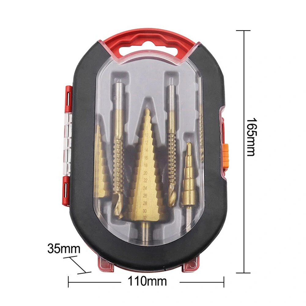 6Pcs Titanium Step Drill Bit Set | 4-32mm Range | For Woodworking & Metal - Image 5