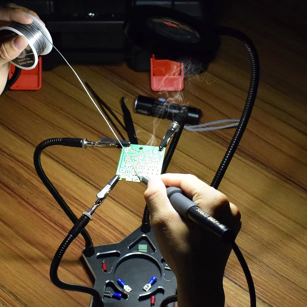 NEWACALOX Soldering Helping Hands - 3X Magnifying Lamp & Third Hand Tool for Welding Repair - Image 3