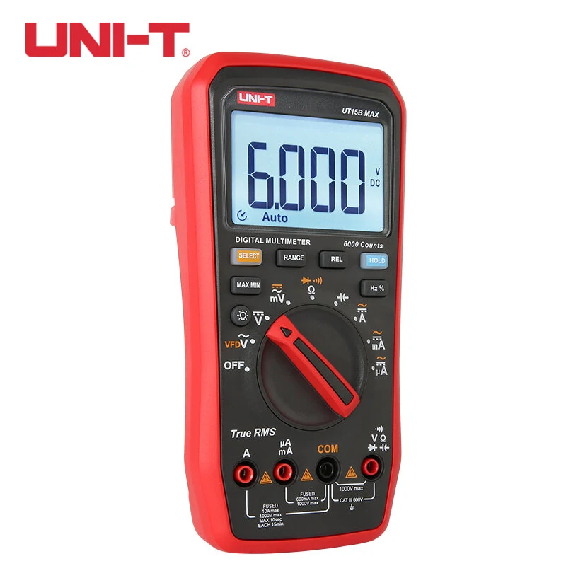 UNI-T UT15B MAX True RMS Digital Multimeter | Auto Range VFD Tester - Image 2