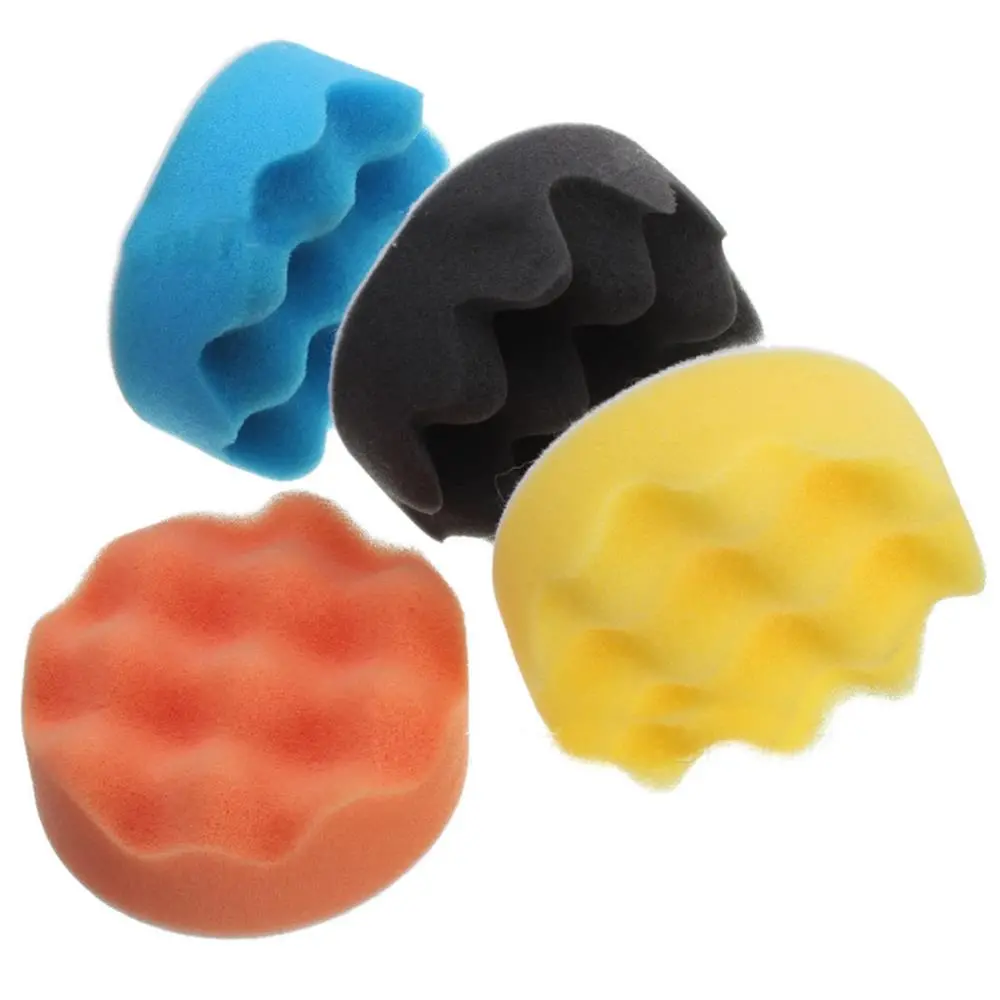 4 Inch Buffing Pads Kit - 4pcs Wave Sponge Polishing Pads for Polisher Buffer - Image 2