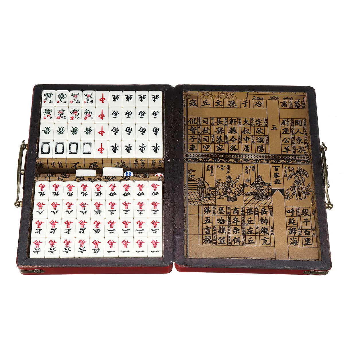 Portable Retro Mahjong Box - 144 Tiles Chinese Board Game Set for Parties - Image 2