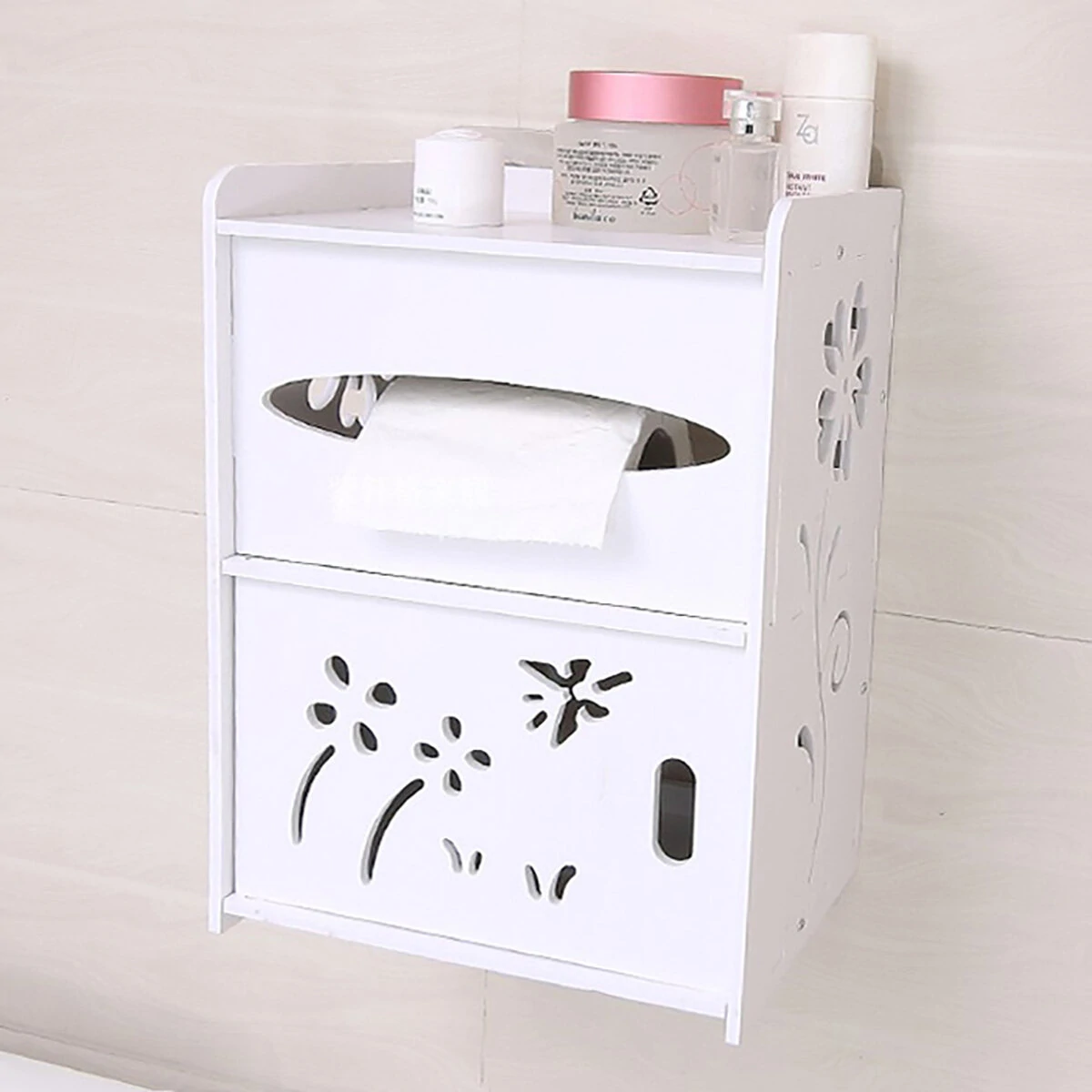 Toilet Paper Rack - Punch-Free Hollow Carved Tissue Box Holder | Hand Paper Box - Image 2