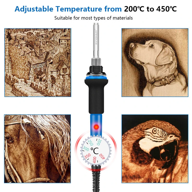 Handskit 60W Adjustable Temperature Soldering Iron | Wood Burning & Pyrography Pen Kit - Image 4