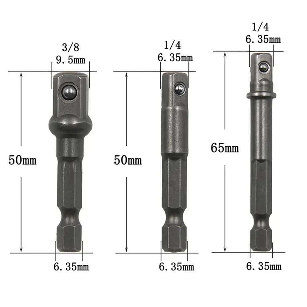 8PCS Electric Screwdriver Bit Set - 1/2, 3/8 & 1/4 Inch Hex to Square Adapter Rods - Image 5