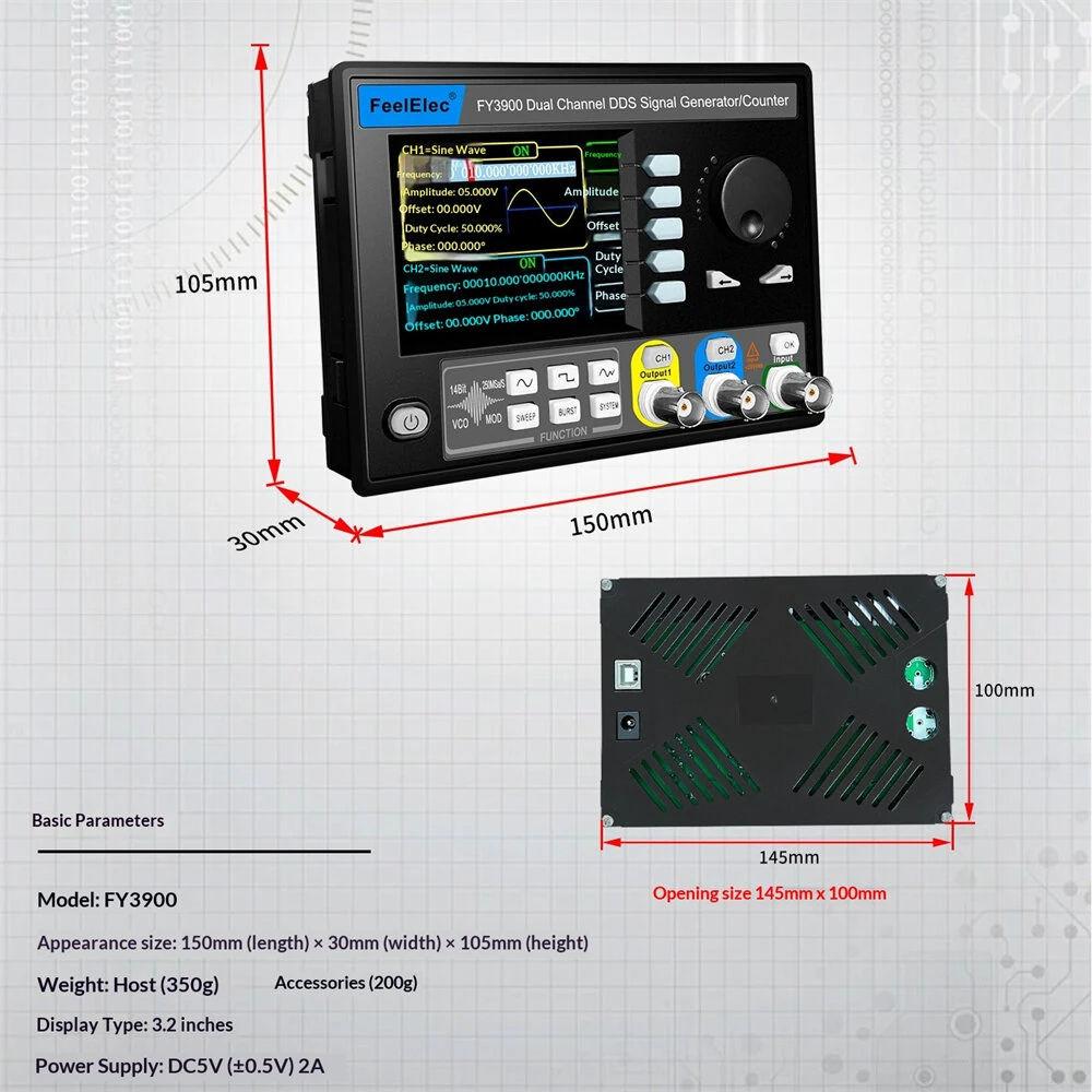 FY3900 Dual Channel Signal Generator | 10MHz-30MHz High Precision Frequency Source - Image 4